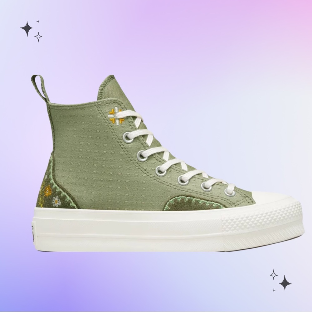 SOLD 🔴 CONVERSE ALL STAR LIFT PLATFORM HIGH 'AUTUMN EMBROIDERY - LIGHT FIELD'